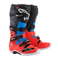 OFFER ALPINESTARS TECH 7 BOOTS COLOR FLUO RED / CYAN / GRAY / BLACK #STOCKCLEARANCE