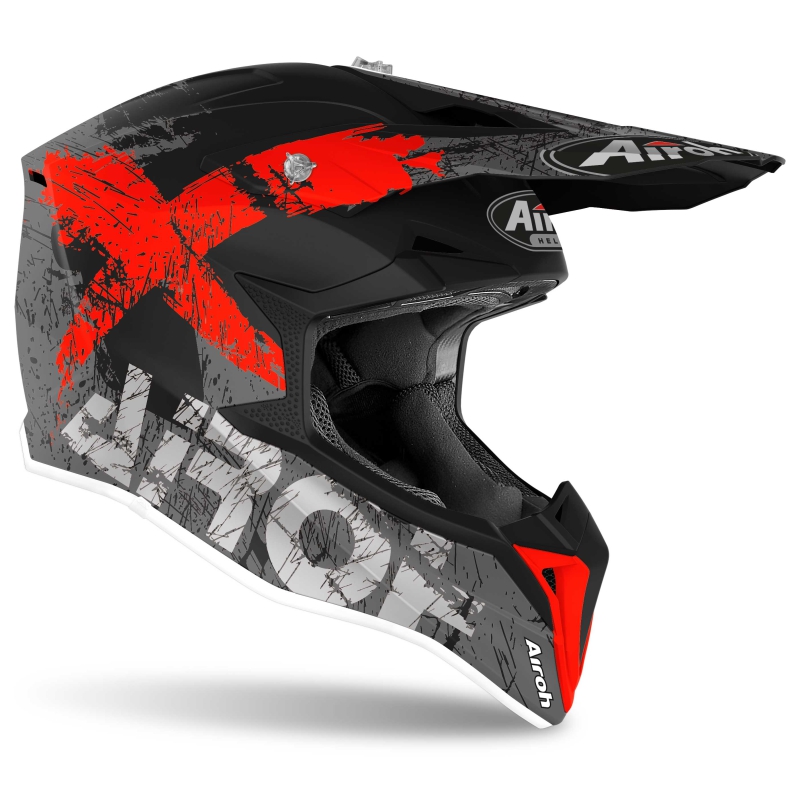 YOUTH AIROH WRAAP SMILE HELMET 2022 RED MATT COLOR WRSM55Y -  MotocrossCenter.com